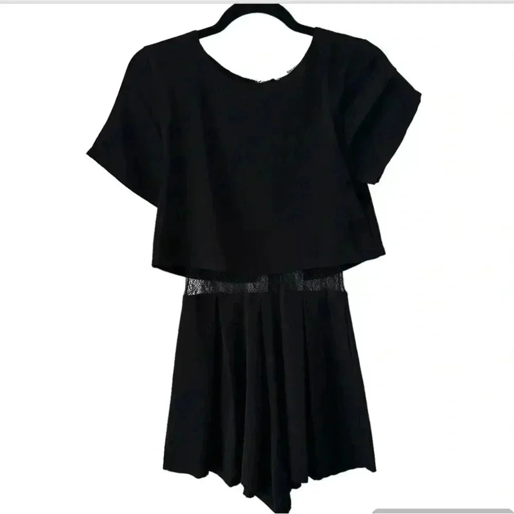 Womens Sz Small Neutral‎ Black Romper Lace Lining Goth Whimsigoth Dark Romance